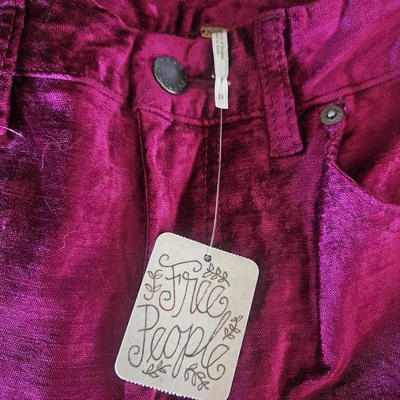 Free People Cropped Velvet Pants Size 28 - Picture 6 of 10